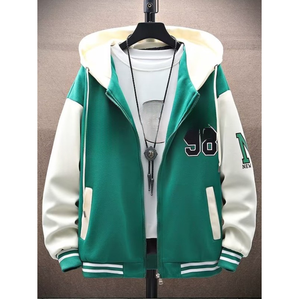 Primavera outono adolescente estudante masculino Casual uniforme de beisebol jaqueta carta impressa jaqueta com capuz St