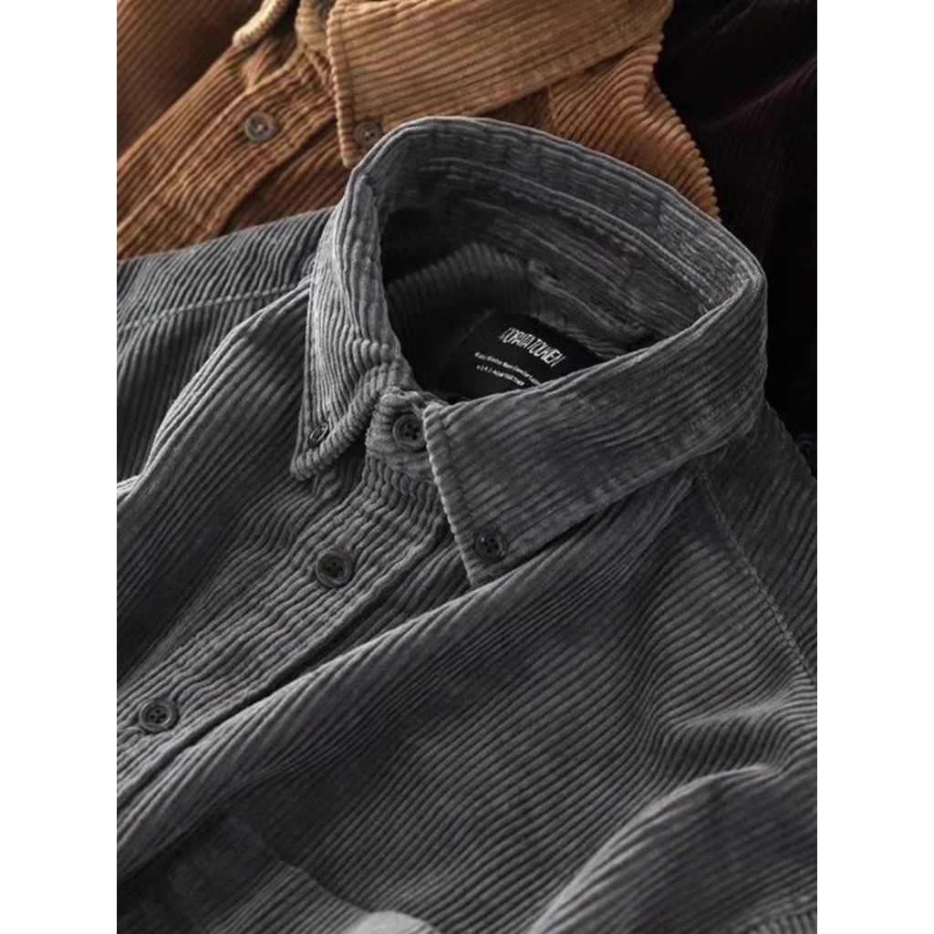 Camisa de manga comprida de veludo pesado masculina primavera outono inverno Casual camisa de trabalho jaqueta masculina