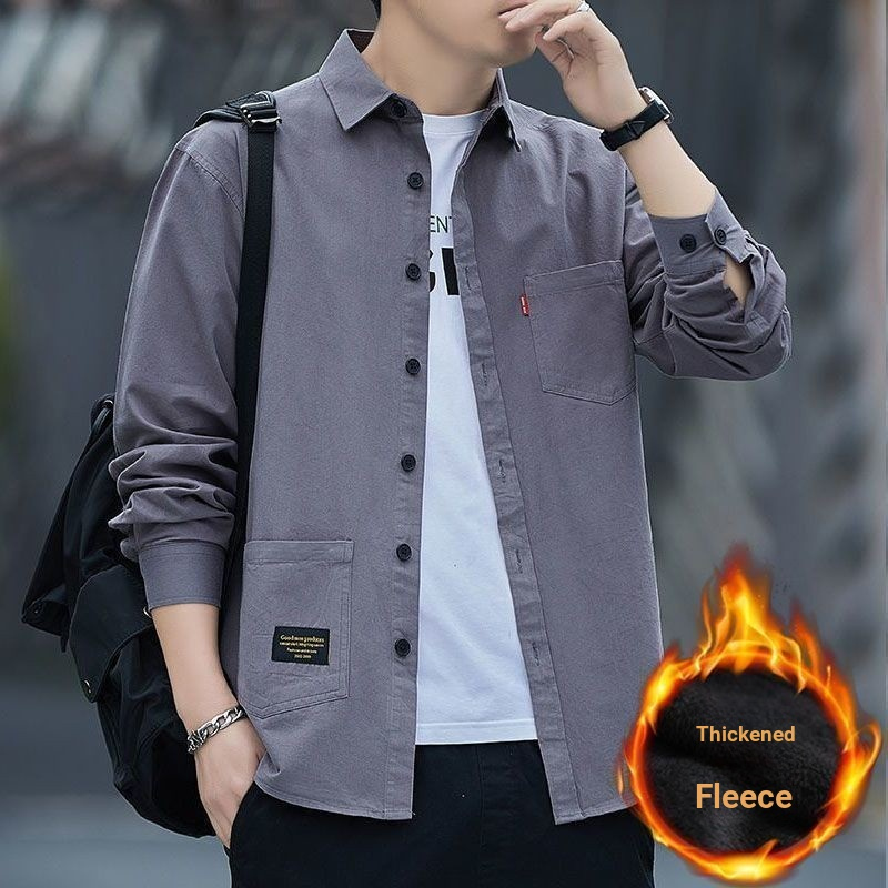 Camisas masculinas de manga comprida primavera outono Workwear camisas da moda Polegada camisas casacos roupas masculina