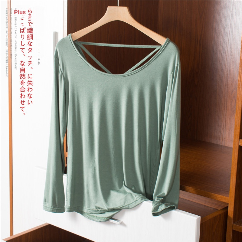 Solto bonito volta Modal fino topo feminino primavera outono estilo ocidental camiseta de manga comprida tamanho grande 