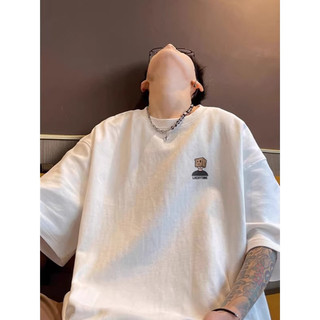 Pesado 100% algodão americano de manga curta camiseta masculina verão novo estilo solto tamanho grande juventude Street 