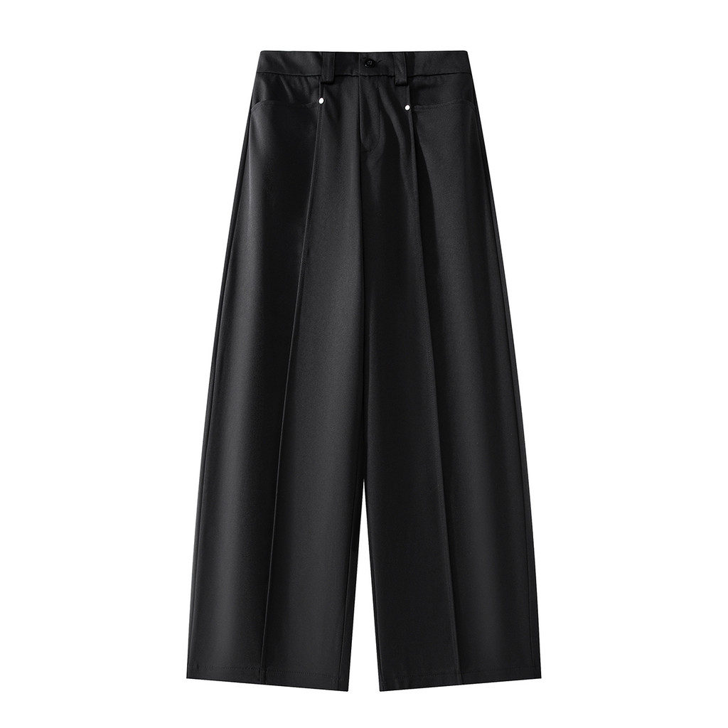 Estilo americano plissado calças de perna larga homens verão Street Wear solto calças casuais High-End sentimento Puffia