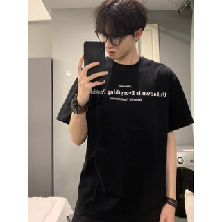 American vibe High Street estilo camiseta de manga curta masculina verão algodão pesado carta Hip-Hop solto juventude me