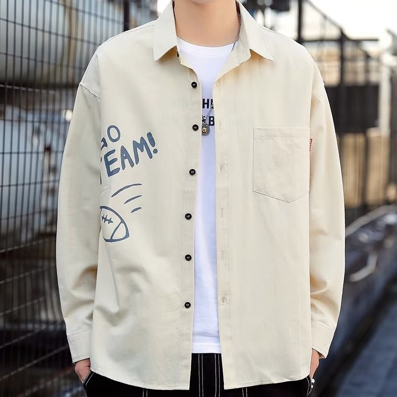 Street Wear camisa de manga comprida masculina primavera outono tendência júnior escola secundária estudante camisa juve