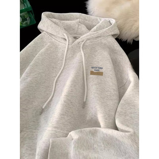 Algodão puro com capuz sabor Hong Kong mais veludo oversize americano pesado moletom masculino outono inverno High stree