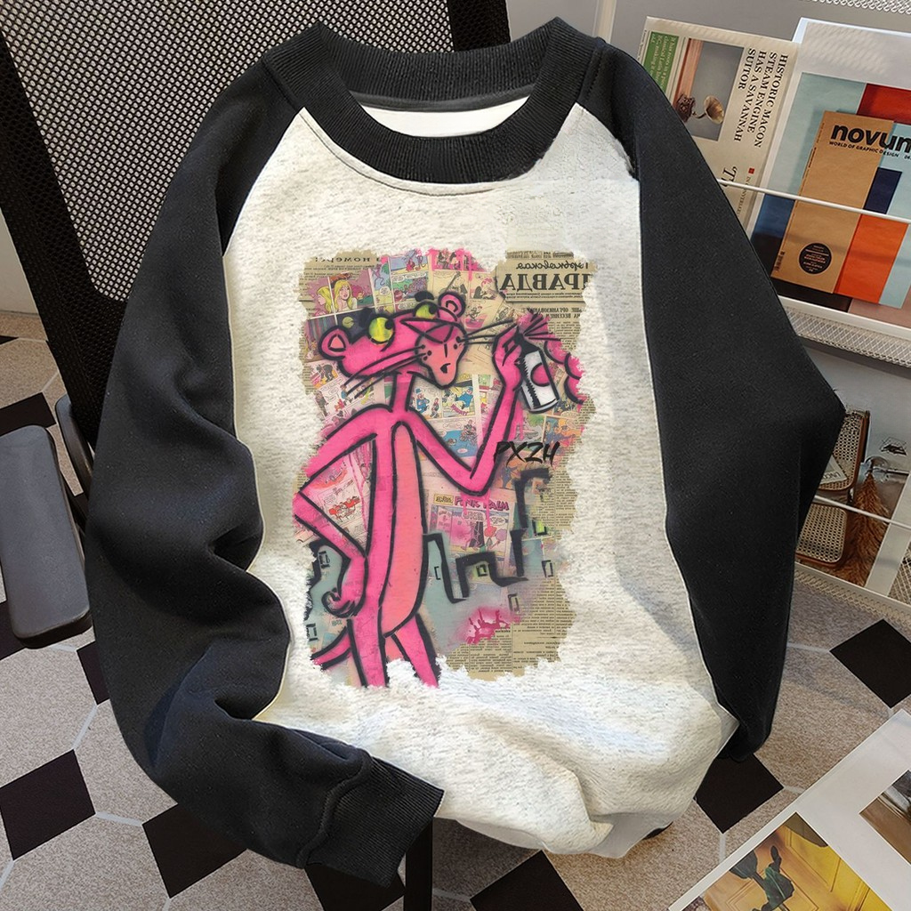 Estilo europeu americano novo estilo rosa leopardo impressão costura de manga comprida camiseta meninos primavera outono