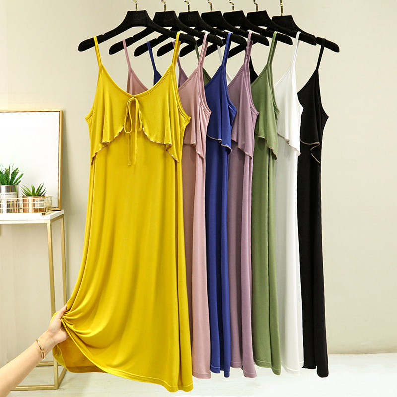 Modal Suspender saia feminina solta estilo ocidental exterior vestido tamanho grande mais magro olhar a linha saia de co