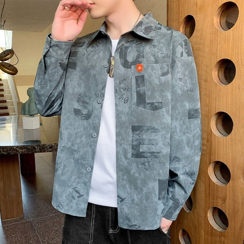 Camisa masculina high-end sentimento ins na moda primavera outono high-end de manga comprida Casual Workwear camisa masc