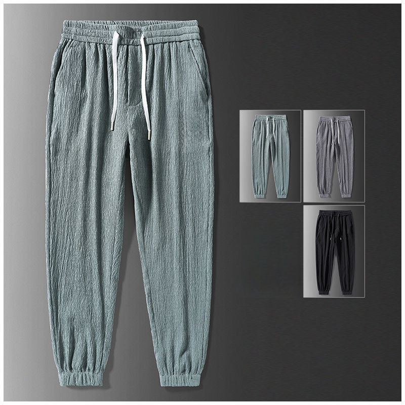 2023 verão Ultra-fino calças esportivas Leggings masculinas solto gelo seda de secagem rápida tornozelo comprimento calç