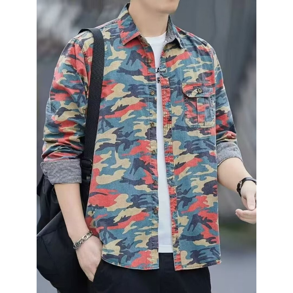 Comércio exterior cauda ordem camuflagem camisa de manga comprida masculina primavera outono militar roupas ao ar livre 
