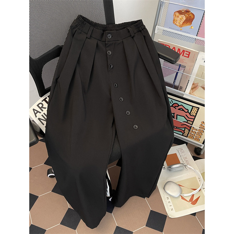 Americano cleanfit botão Design terno calças masculinas na moda solta calças retas cor sólida Drape calças casuais