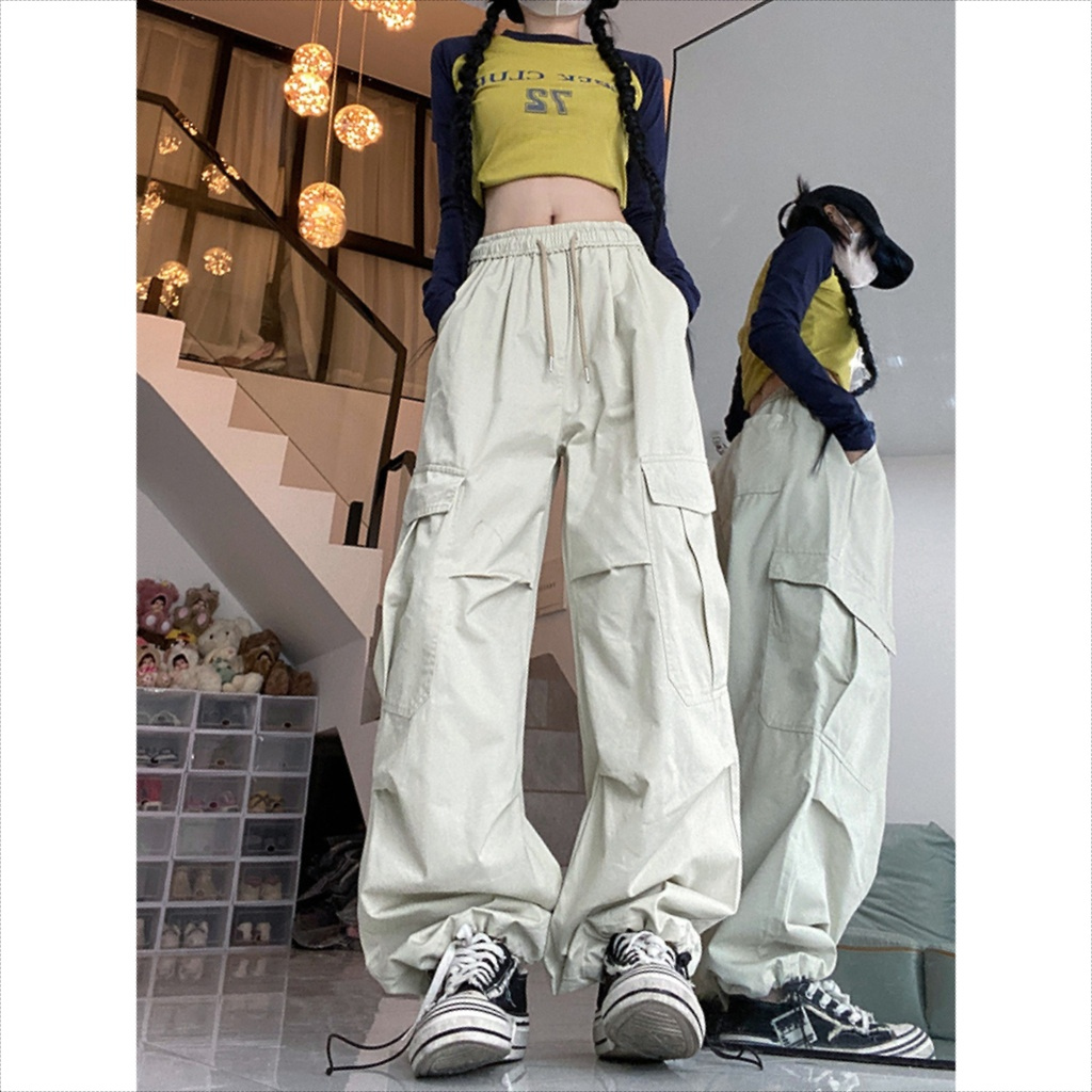 Hip Hop estilo americano calças de casal outono ins High street Wear macacão funcional masculino Casual solto calças de 