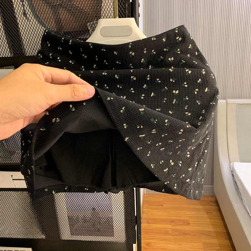 Requintado Jane Uniqlo estilo coreano saia Floral cintura alta saia preta feminino verão Design sentir chique a linha sa