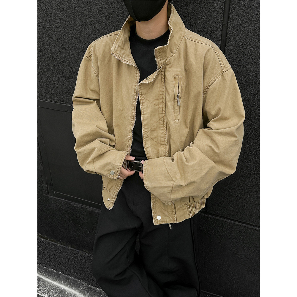 Americano gola alta jaqueta masculina primavera outono rua Wear solto piloto roupas casuais High-End rufião bonito macac