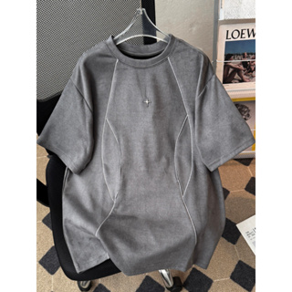 Camiseta masculina de manga curta americana pesada almíscar verão na moda solta meia manga camiseta Design sentido casal em Oferta na Shopee