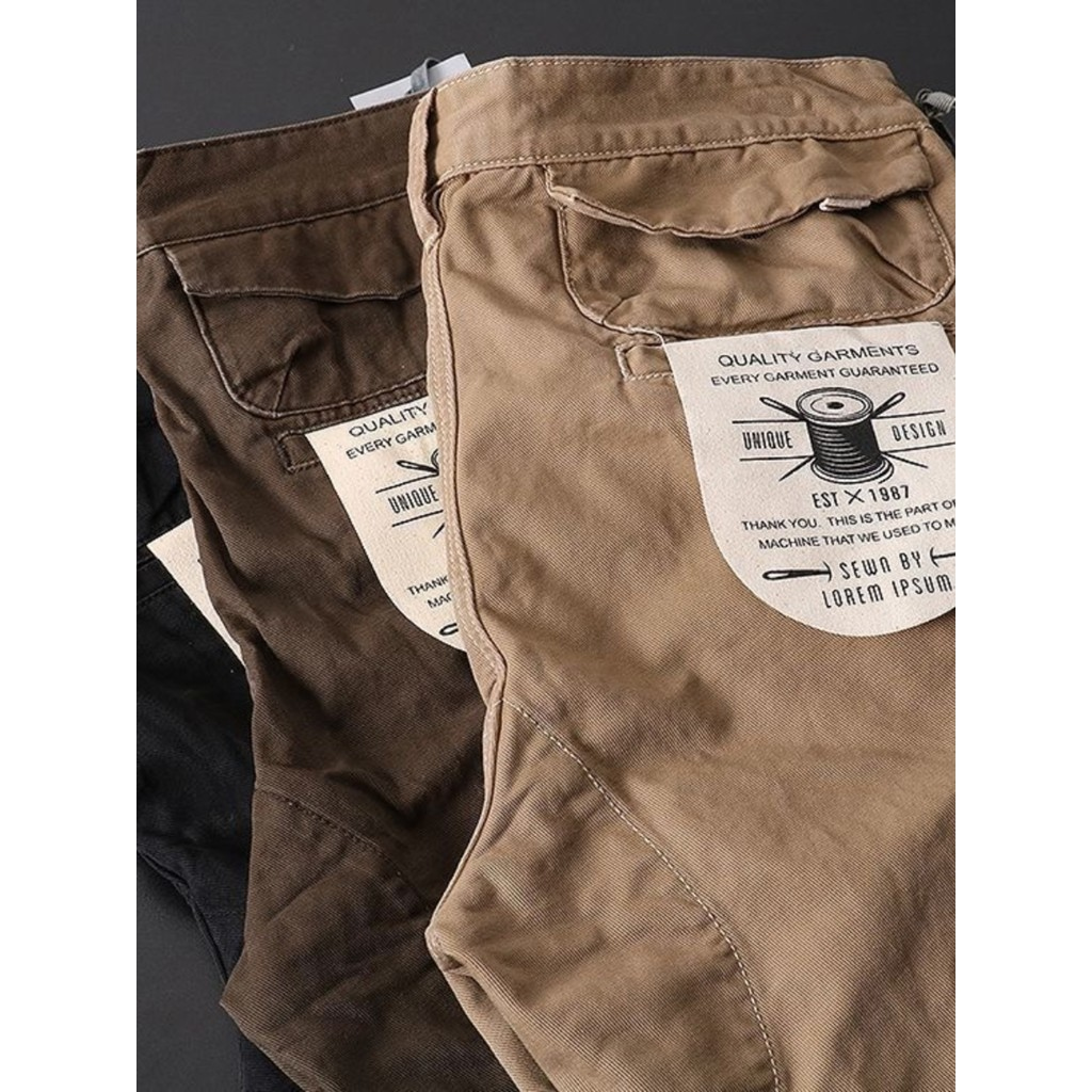 Primavera verão puro algodão americano calças casuais masculino resistente ao desgaste solto em linha reta Multi-bolso m