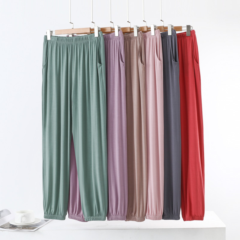 Leggings modais calças casuais femininas verão estilo fino calças Lounge com bolsos calças magras calças de Yoga calças