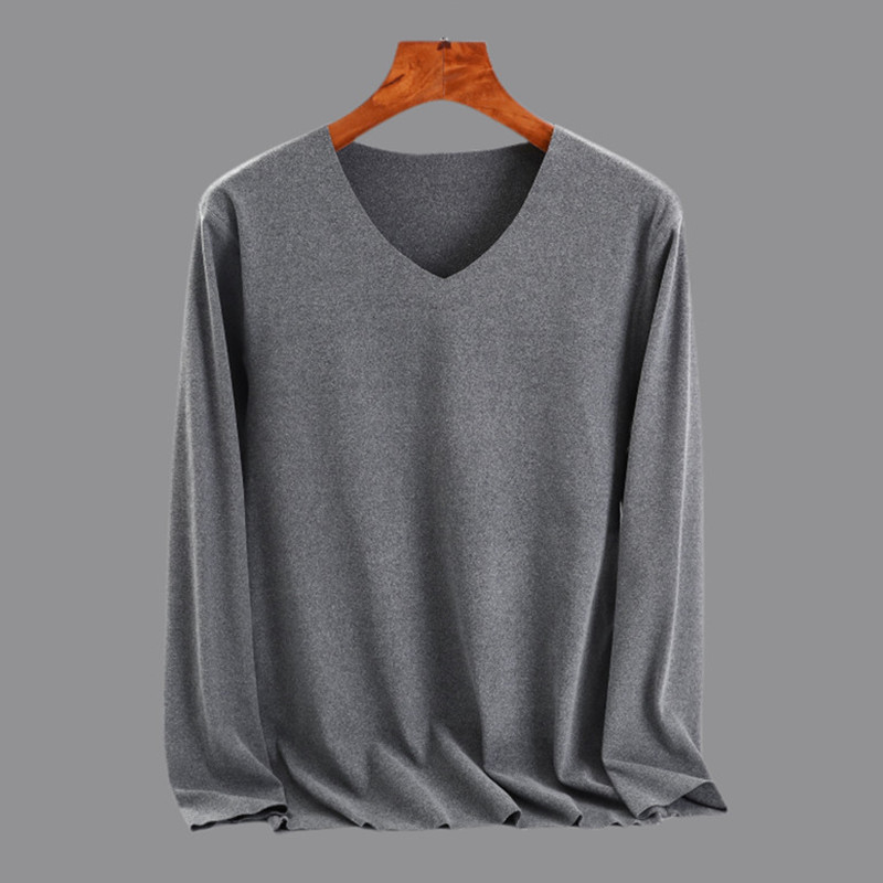 Roupa íntima térmica masculina sem costura com decote em V roupas de outono espessadas camiseta de veludo alemão roupa i