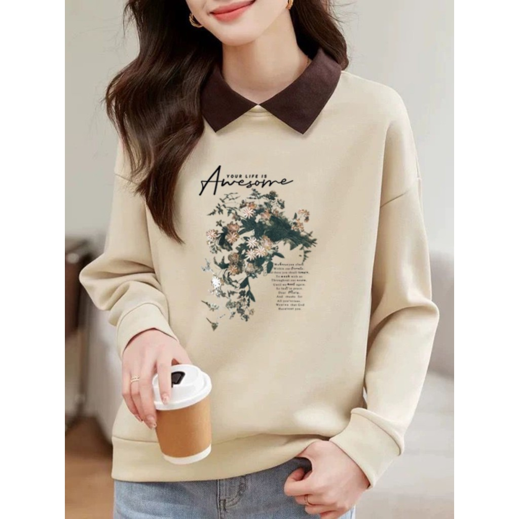 Exportação de comércio exterior puro algodão Casual moletom feminino outono inverno estilo ocidental primavera outono te