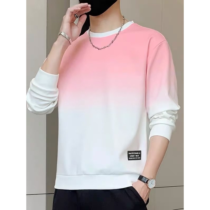 Roupas de outono masculinas de manga comprida camiseta de fundo masculina jaqueta solta moletom masculino 2025 novo esti