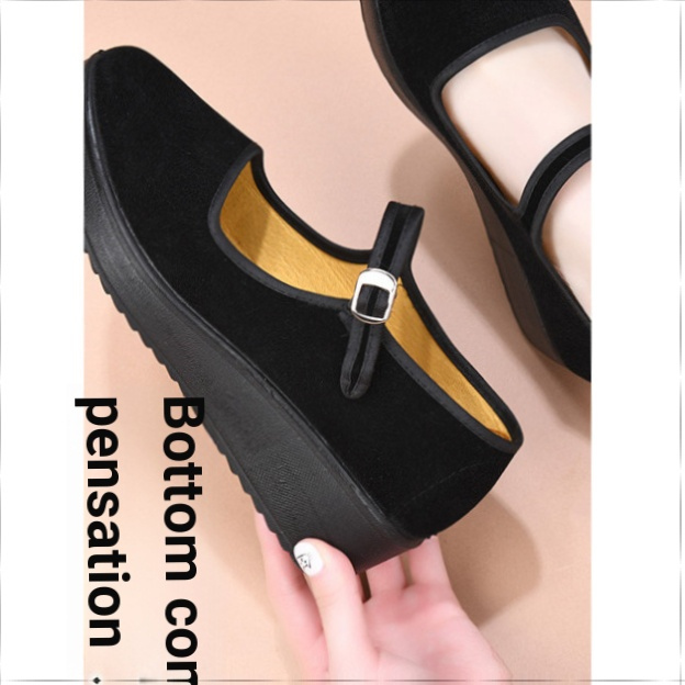 Sapatos de trabalho femininos pretos sapatos de trabalho de Hotel sola plana dança mãe sapatos antiderrapantes sapatos d