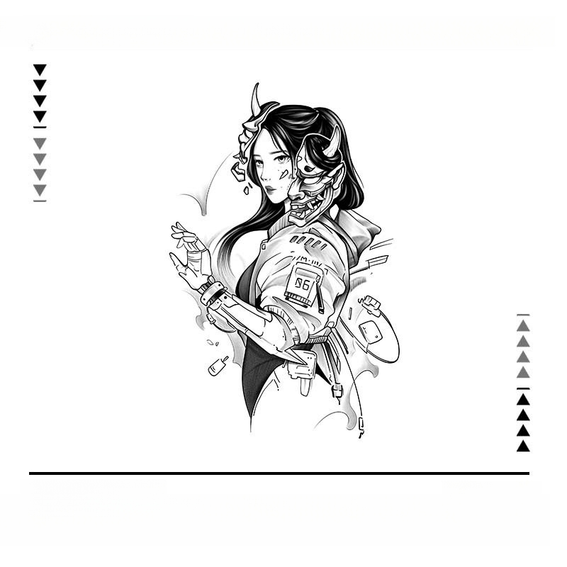 Cyber gueixa Punk Mecha Ji tatuagem de ervas adesivos feminino à prova dwaterproof água duradoura Sexy menina único braç