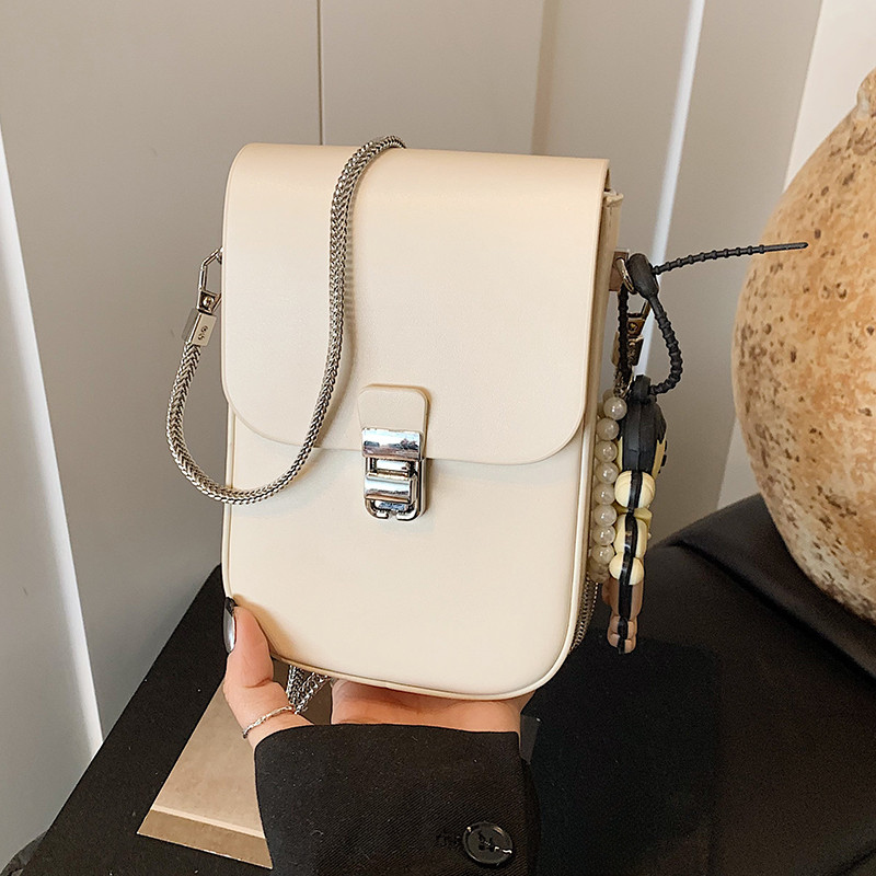 Textura de alta qualidade simples All-Match moda corrente ombro saco do telefone móvel feminino 2025 verão novo estilo c