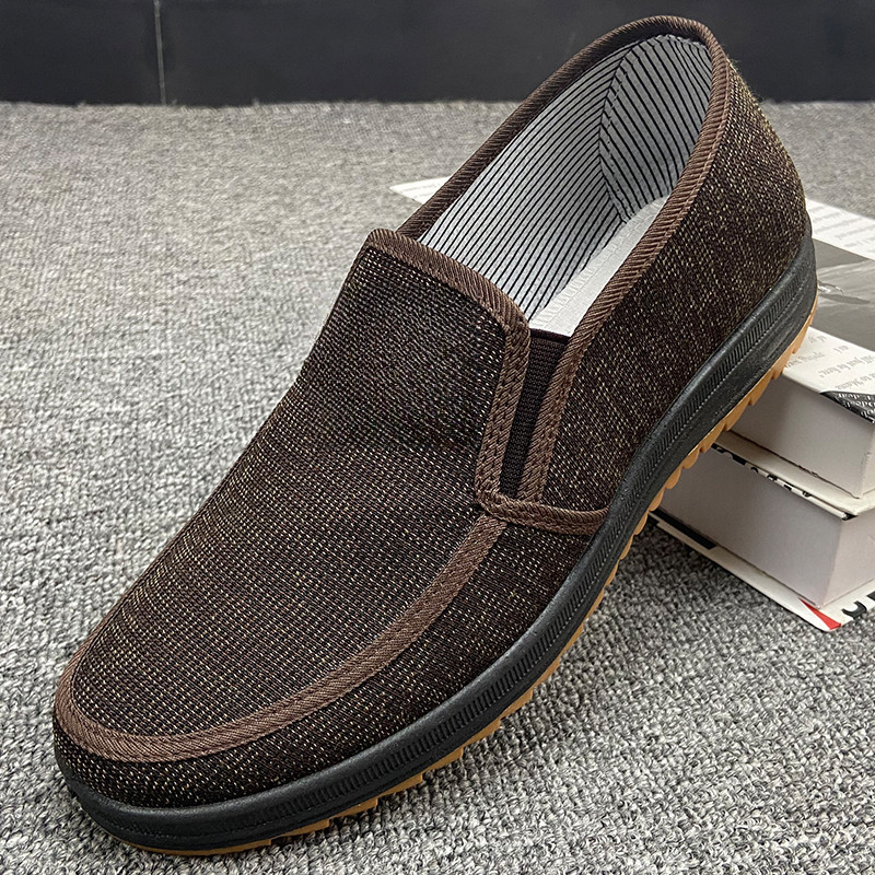 Sapatos de lona masculinos casuais de sola macia de meia-idade idosos antiderrapante confortável respirável resistente a