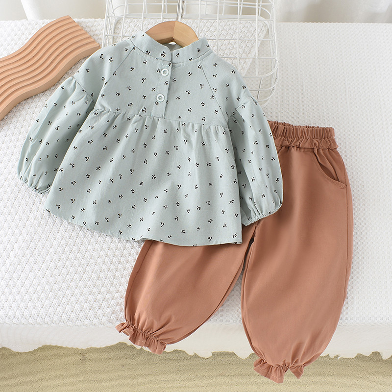 Meninas terno primavera outono estilo ocidental terno de duas peças 2024 novo estilo crianças bebê menina outono camisa 
