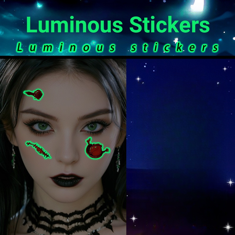 Luminosa Halloween Horror palhaço máscara tatuagem adesivo feminino à prova dwaterproof água duradouro braço ombro padrã