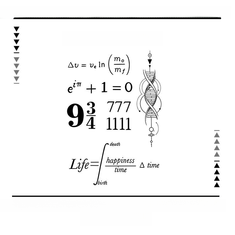 Símbolo de fórmula matemática adesivos de tatuagem de ervas homens mulheres matemática avançada estilo geométrico criati