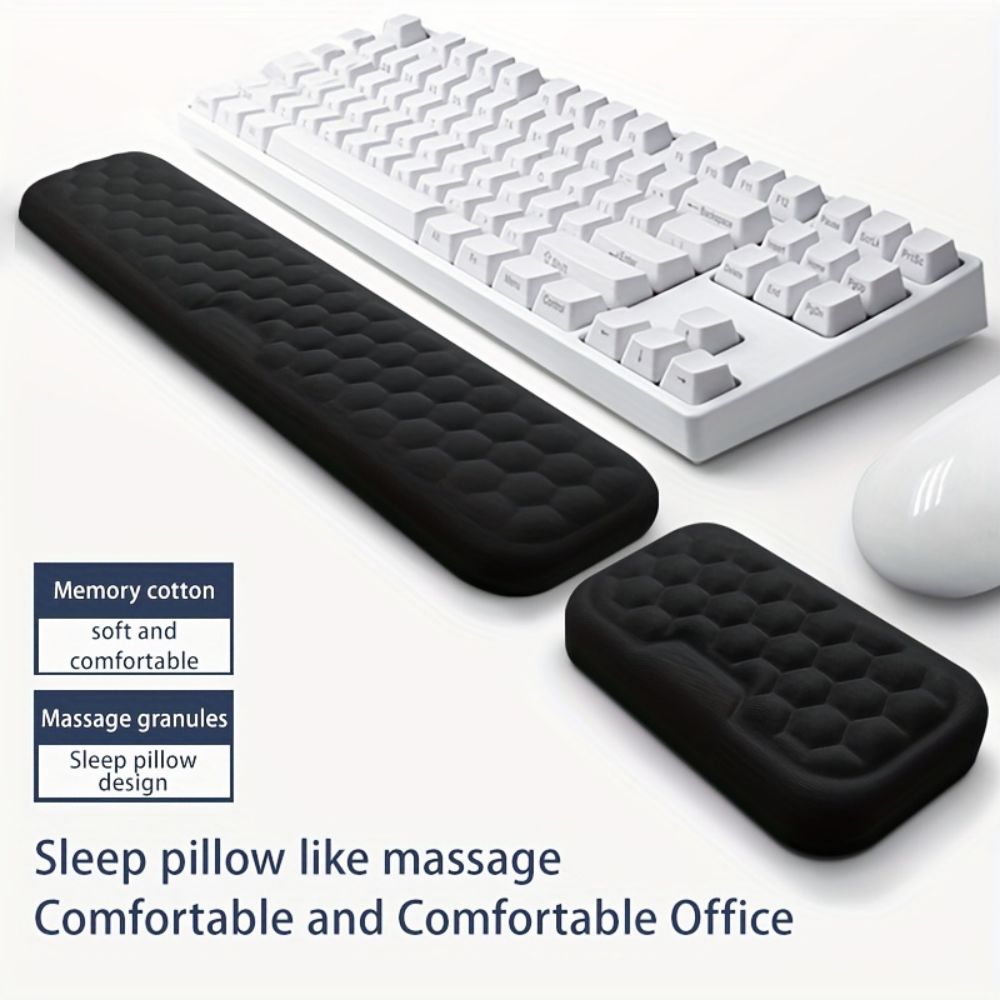 Descanso De Pulso Para Computador , Teclado E Mouse , 2 Peças , Conjunto Ergonômico De Espuma De Memória , Massagem , Ac