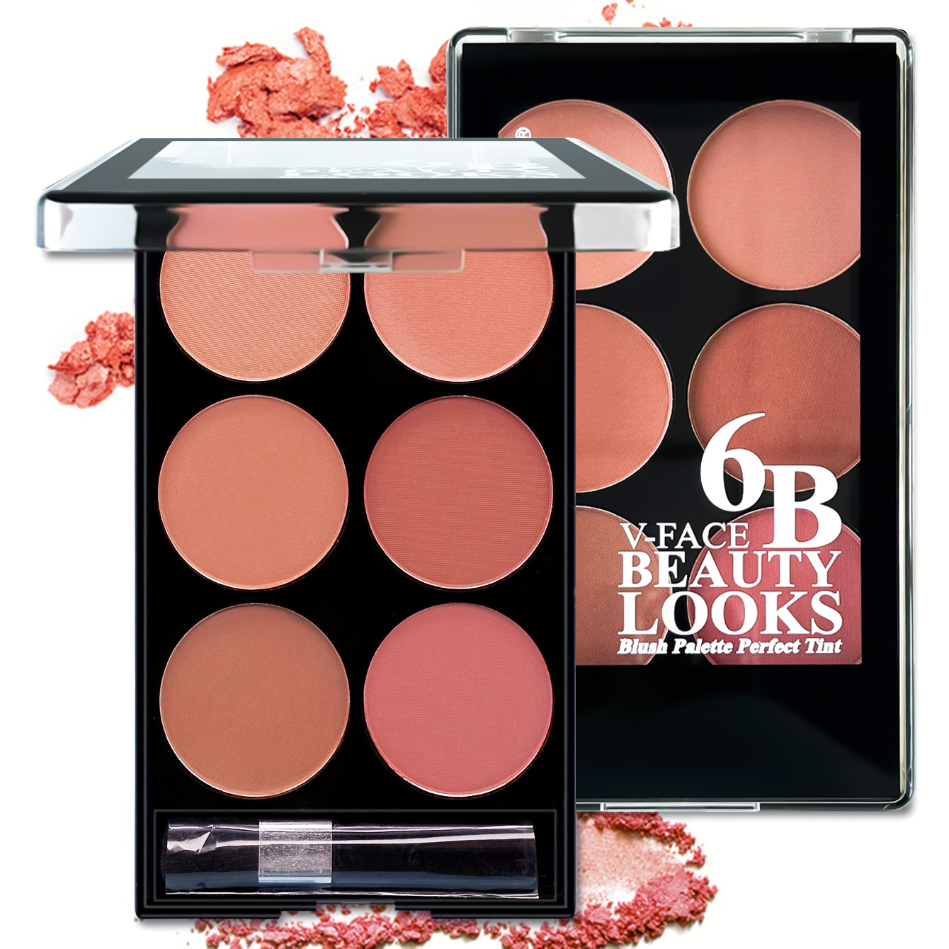 Paleta de Blush fosco, 6 cores, fácil de maquiagem, cor tridimensional Natural, à prova d'...