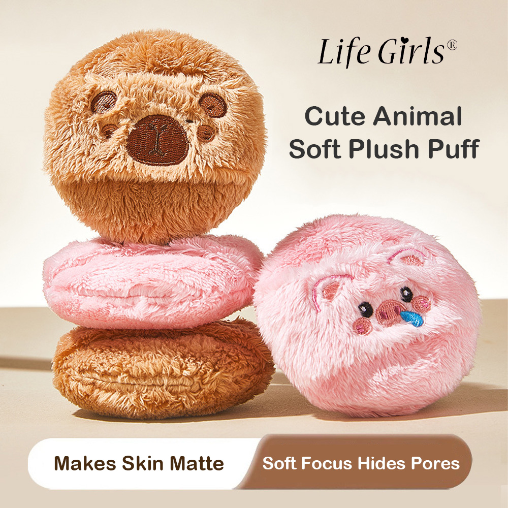 Gecomo Urso Longo Veludo Pó Puff Sem Pó Blush Configurando Puff Felpudo Air Cushion