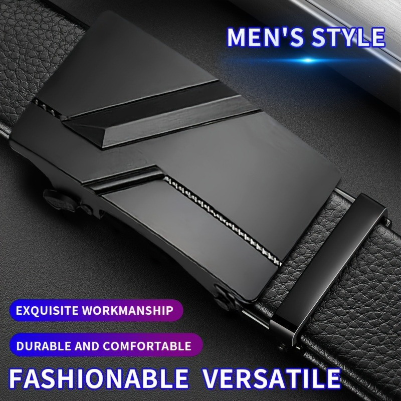 Cinto Ajustável Masculino Automático de PU com Fivela de Liberação Rápida para Uso Empresarial/Casual/Diário