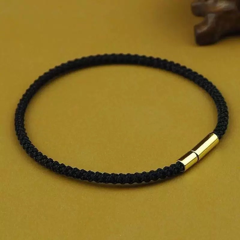 Pulseira De Corda Vermelha Trançada 3mm Para Casais Joias De Presente Da Sorte Em Aço Titânio