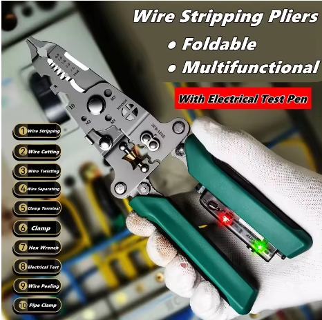 Descascador De Fios Multifuncional E Caneta De Teste Elétrico-Cortador De Cabo Dobrável Ferramenta De Crimpagem Para Cor em Oferta na Shopee
