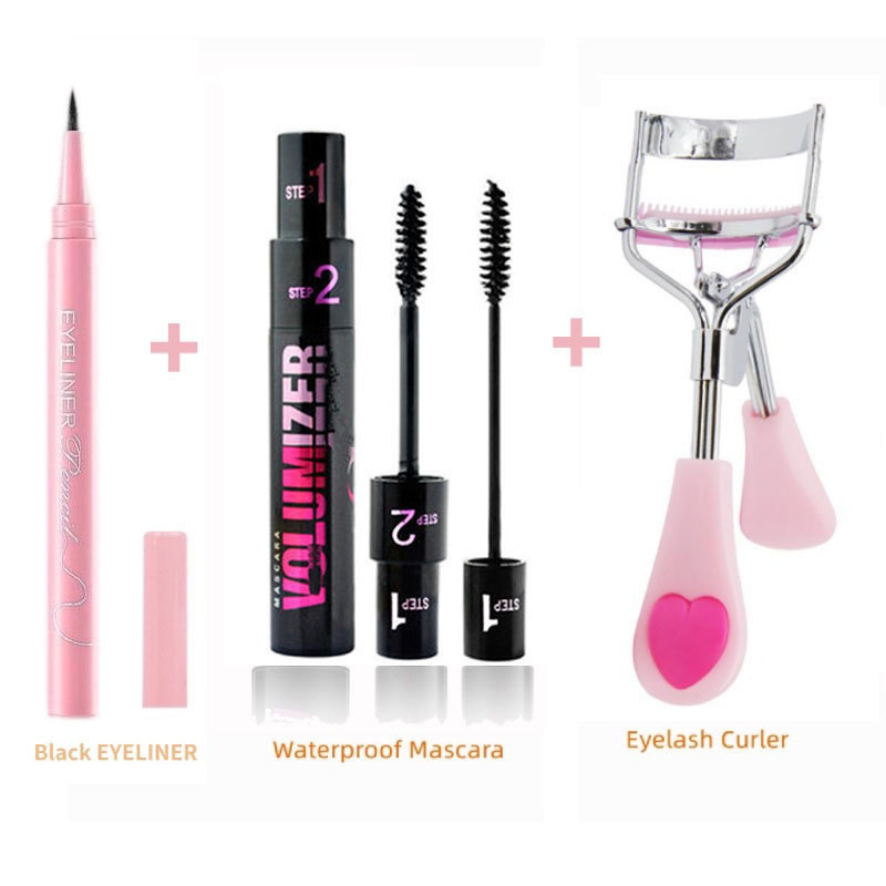 Conjunto De Maquiagem Para Os Olhos 3 Em 1 , À Prova D'água , Modelador De Cílios , Rímel , Delineador , Lápis De Sobran