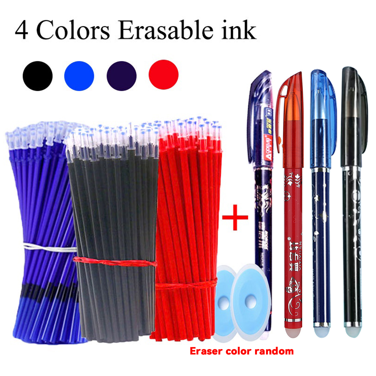 Conjunto De Canetas De Gel Apagáveis WriteEase 33 Unidades-Mágicas De Ponta De Bala De 0.5 Mm Com Borrachas Para Uso Esc