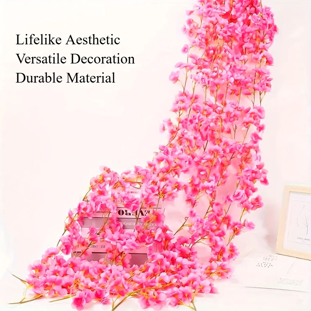 Imagem Vinhas De Flor De Cerejeira | Vines De Flor Artificial De Plástico De 180cm Para Decoração De Tubos De Ar Condicionado