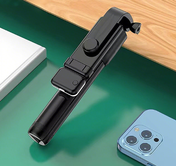 Suporte Mini Multi-In-One para smartphone com tripé, controle remoto para lives e bastão de selfie Bluetooth.