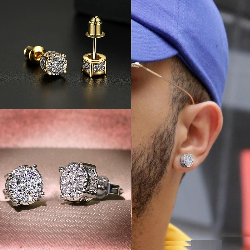 Brincos De Zircão De Aço Inoxidável Masculinos Da Moda Acessórios De Joias Punk Hip-Hop
