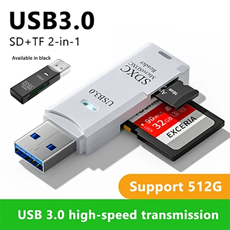 Leitor de Cartão SD 2 em 1 Adaptador OTG para Cartão de Memória TF Micro para PC Computador Portátil
