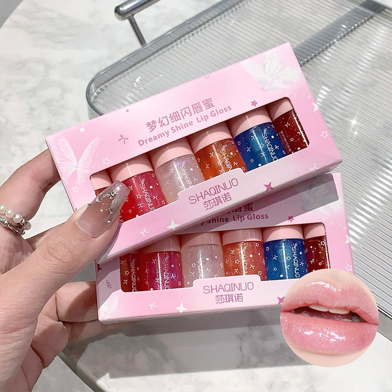 Conjunto Com 6 Caixas De Gloss Labial Shaqinuo, Óleo Labial Transparente, Hidratante E Cuidado Dos lábios