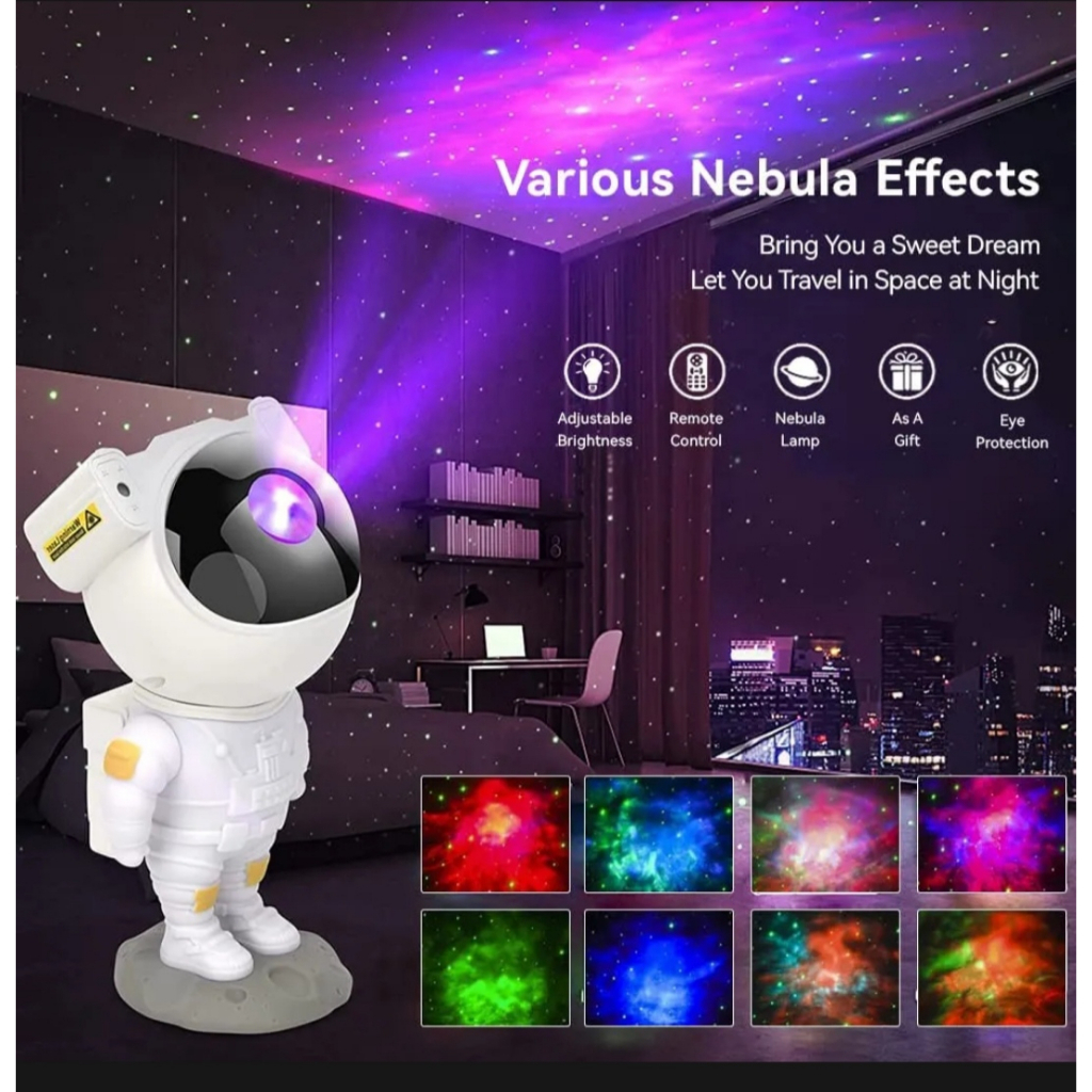 Novo projetor de luz de galáxia astronauta, luz noturna céu estrelado, lâmpada projetora decorativa, presente.