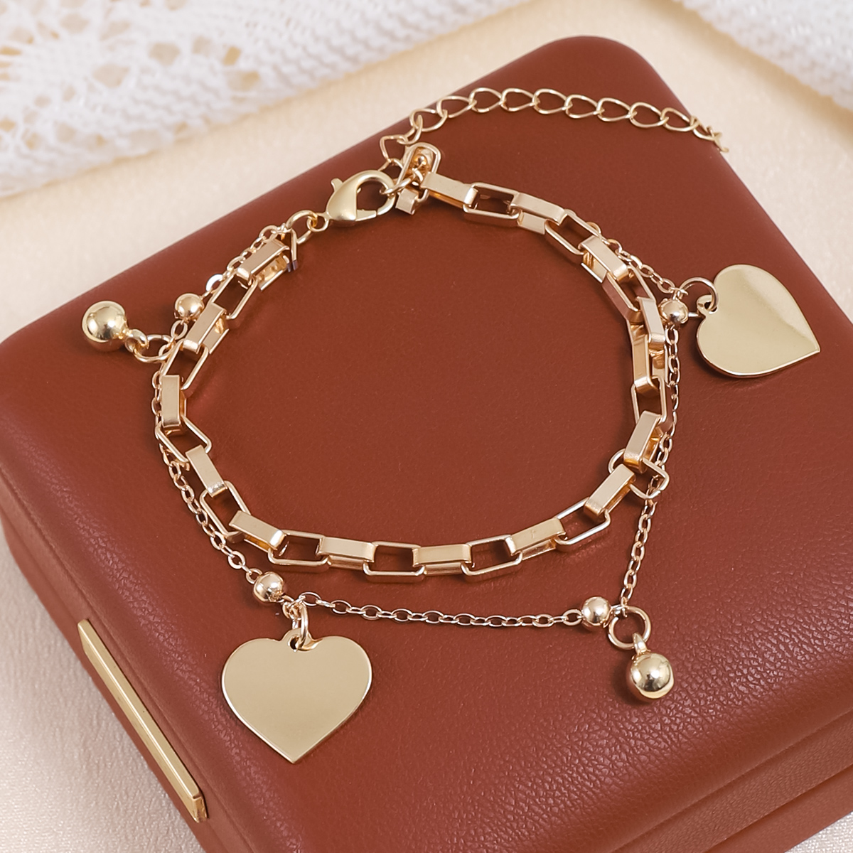 Pulseira De Coração De Aço Inoxidável Moda Prata Ouro Cor Elegante em Oferta na Shopee