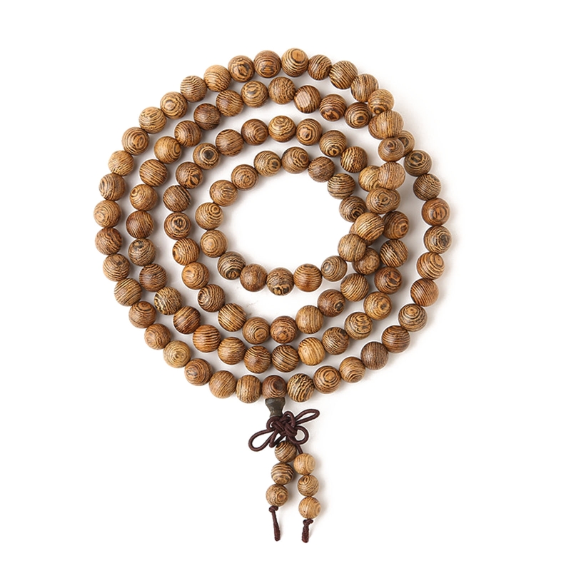 Imagem Pulseira De Contas De Oração Budista De Madeira 108 Colar Mala Para Meditação Masculina