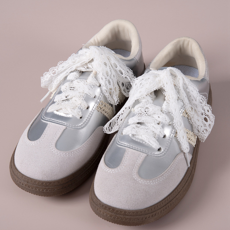 1 Par De Cadarços De Renda Elástica Branca Perfeitos Para Tênis De Lona E Sapatos De Couro