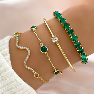 Moda Criativa Strass Aberto Pulseira Única Cobra Design Oco Para Mulher