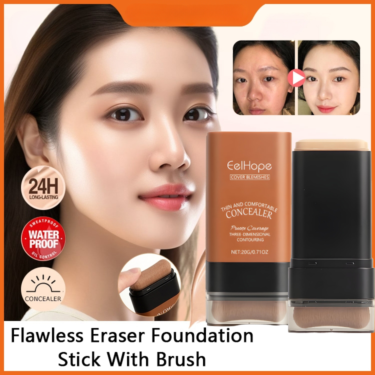 Matte Flawless Foundation Stick Make Up Com Pincel 20g Corretivo À Prova D'água Controle De Óleo De Longa Duração-20g